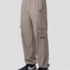 men’s beige elastic waist cargo pants